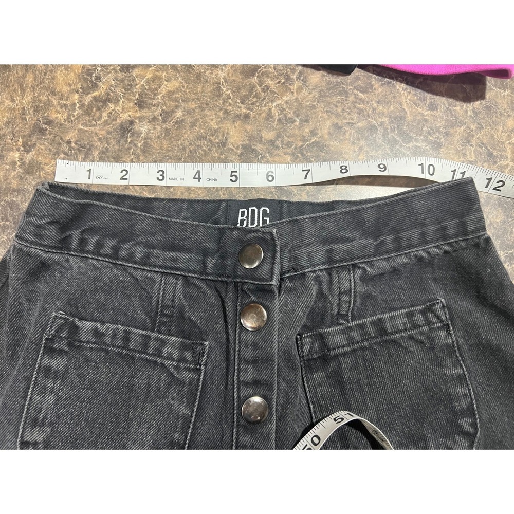 BDG Urban Outfitters Washed Black Denim Button A-Line Mini Skirt Small grunge - Picture 3 of 7